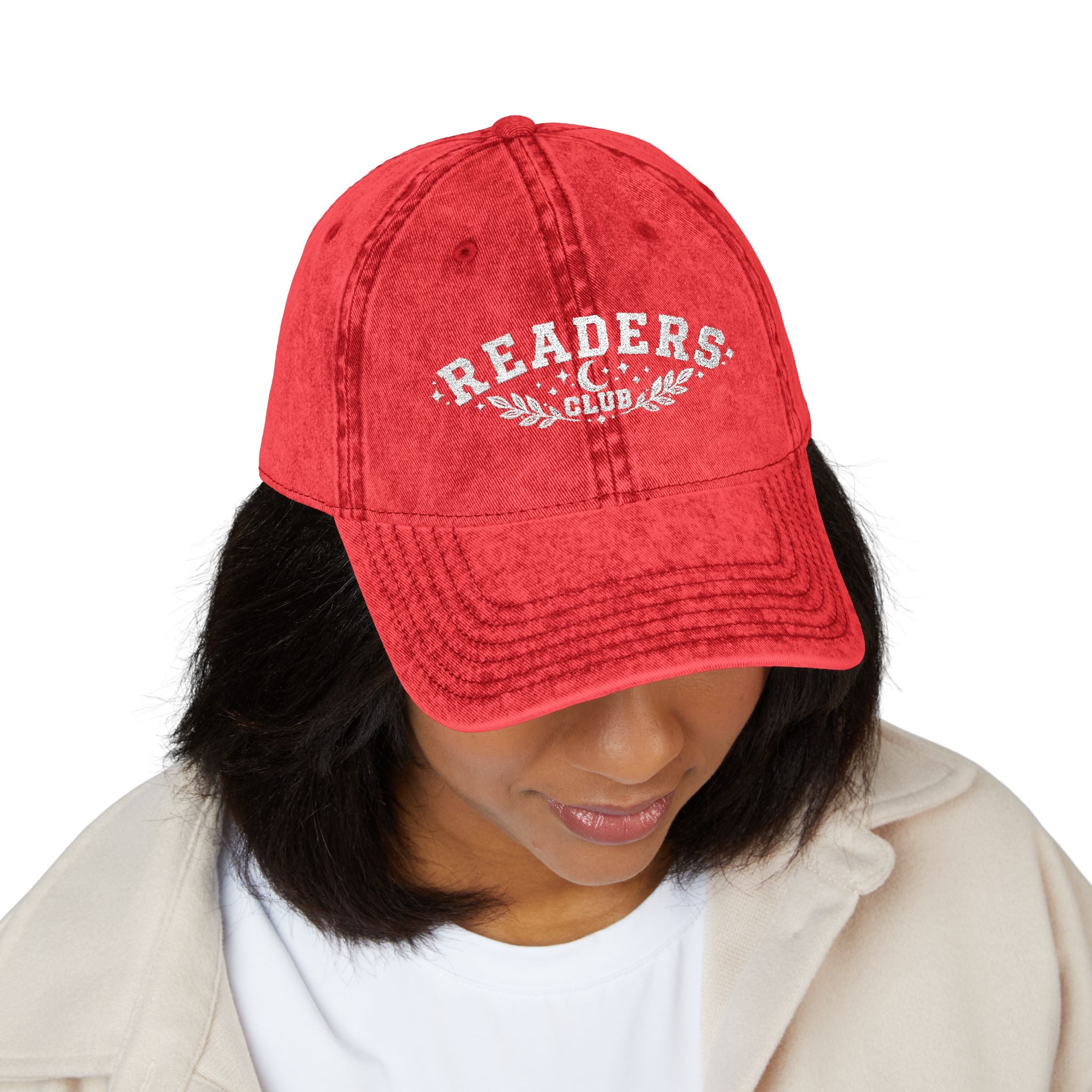 Readers Club Vintage Embroidered Cap — Retro Book Lover Baseball Hat