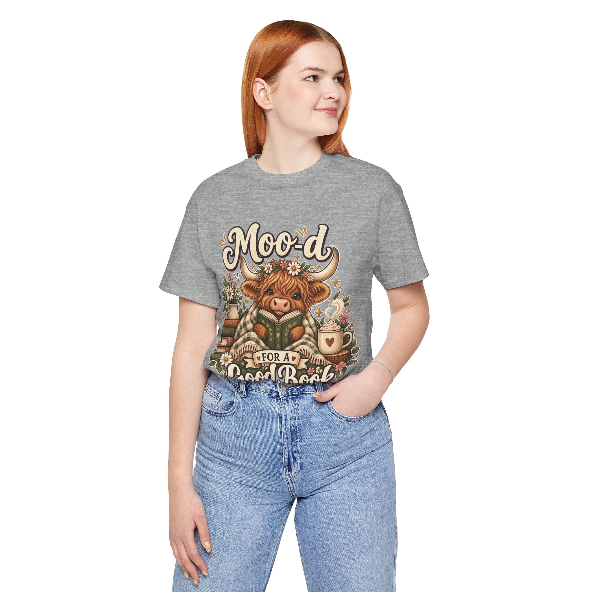 Mood for a Good Book Tee — Cozy Reading Cow Graphic T-Shirt