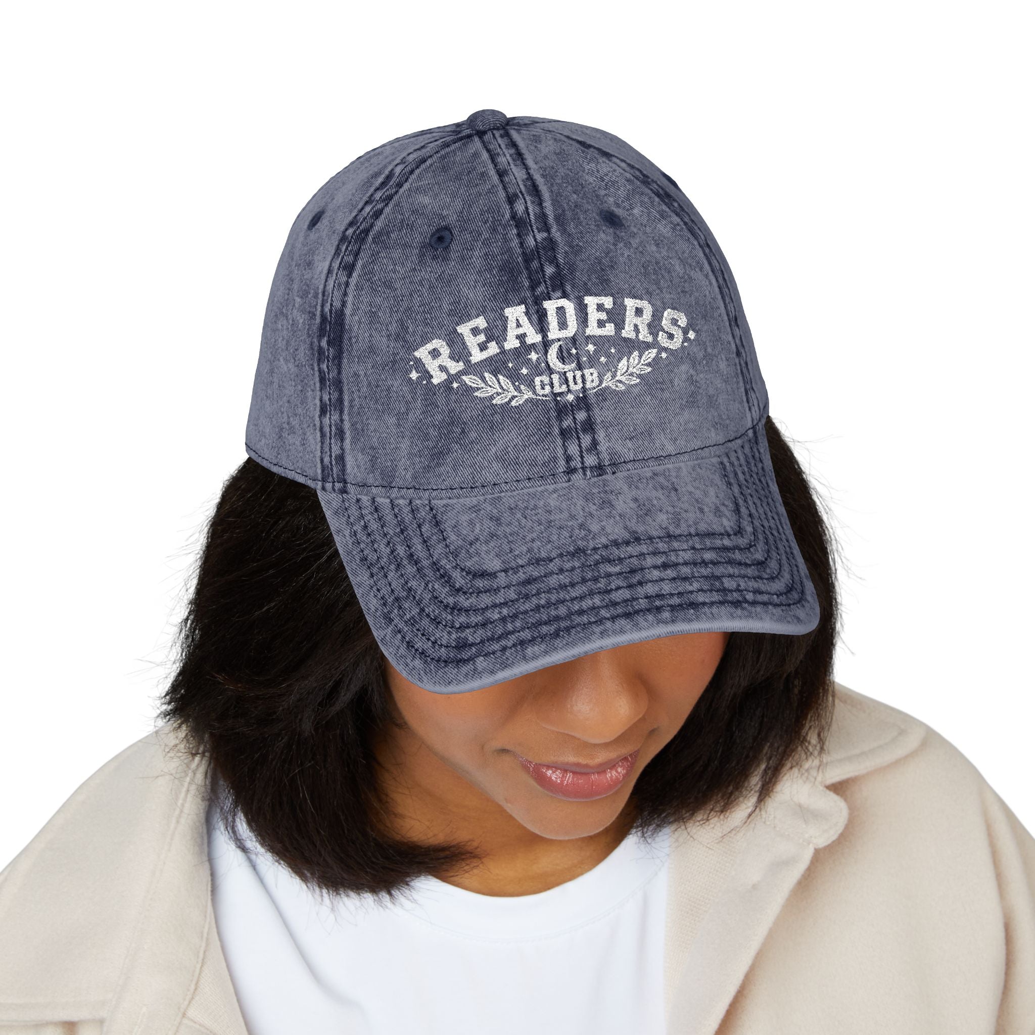 Readers Club Vintage Embroidered Cap — Retro Book Lover Baseball Hat