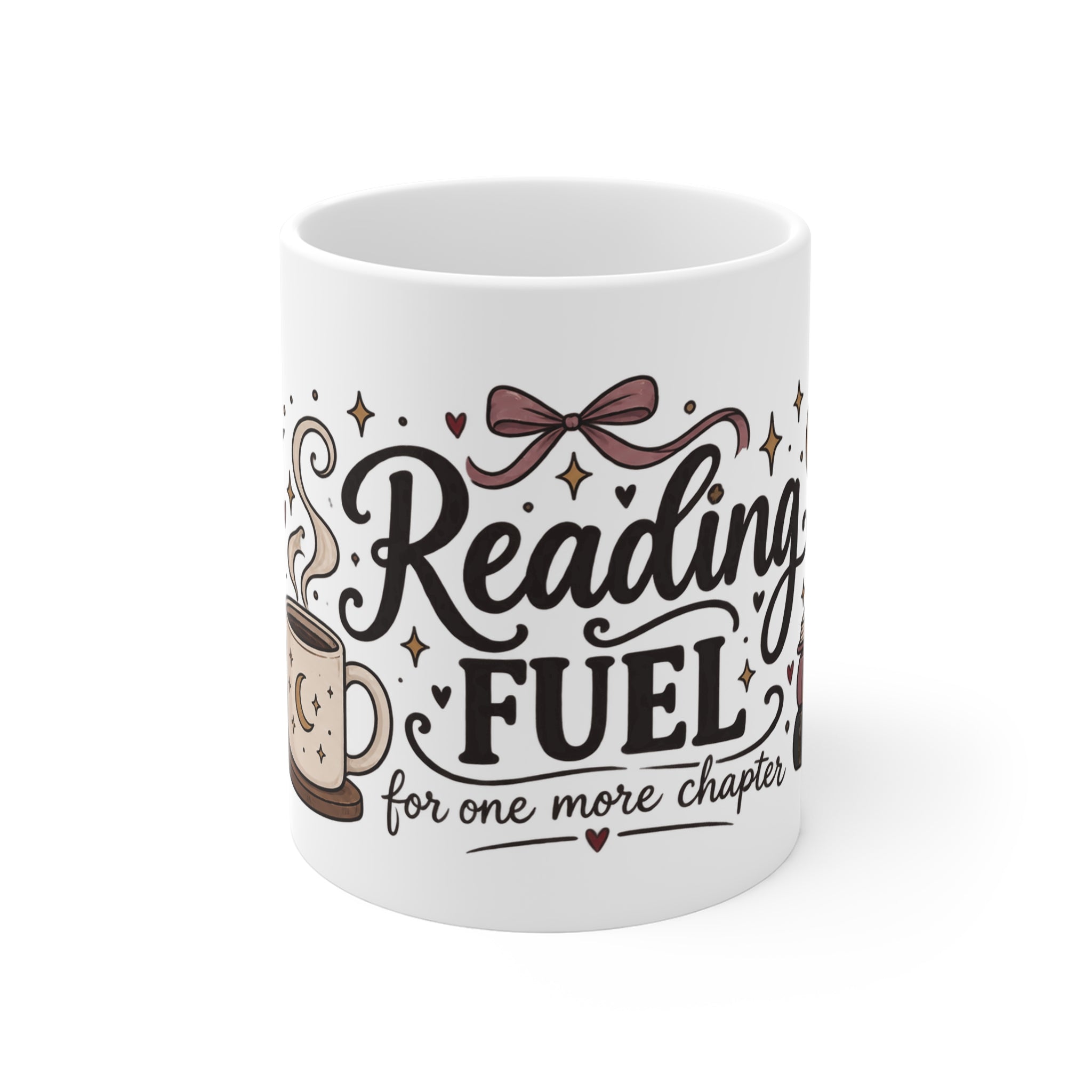Reading Fuel Mug – Cozy Book Lover Coffee Cup ("Reading Fuel for one more chapter")
