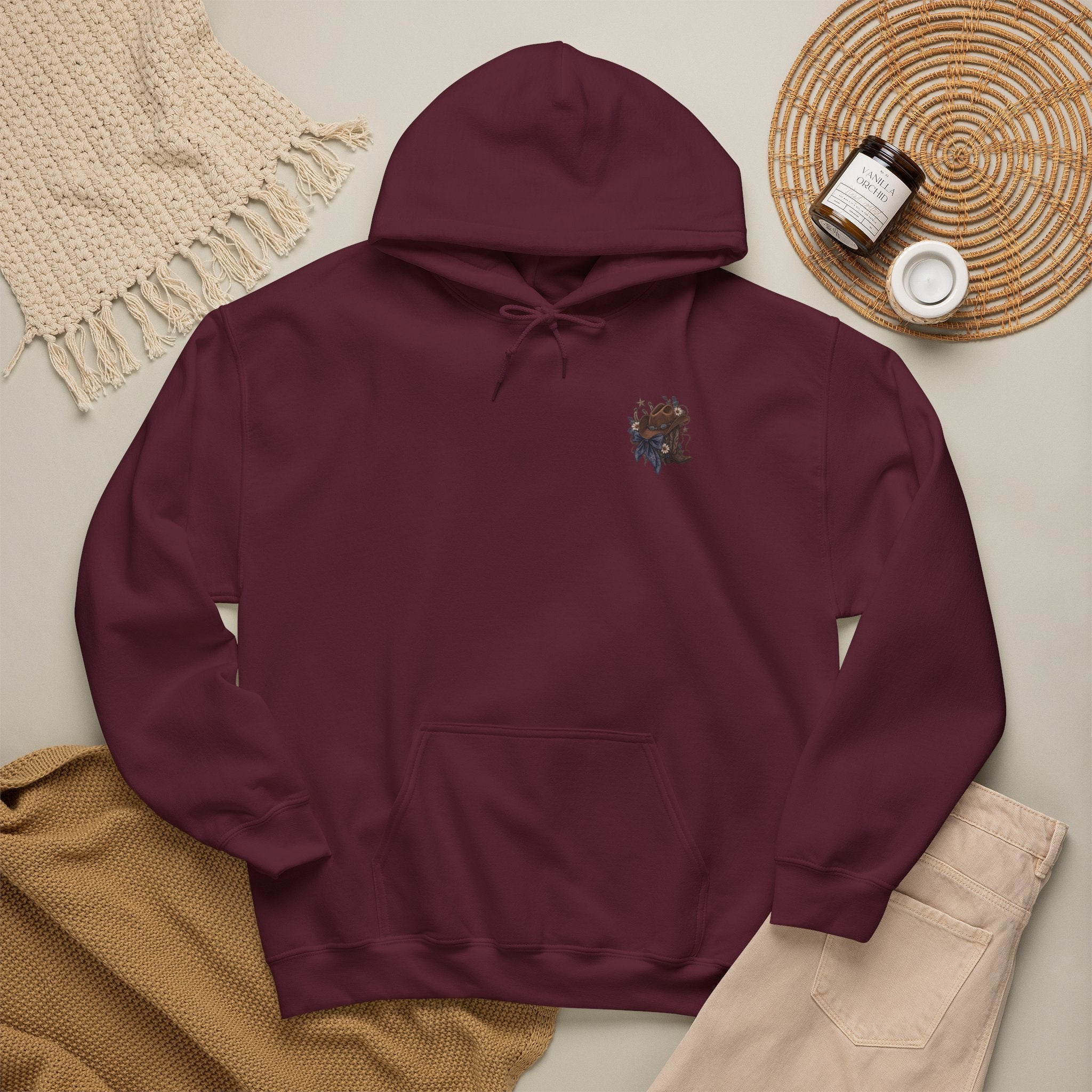 Cowboy Hat Hoodie — "Boots Books & Slow Burns" Western Romance Pullover