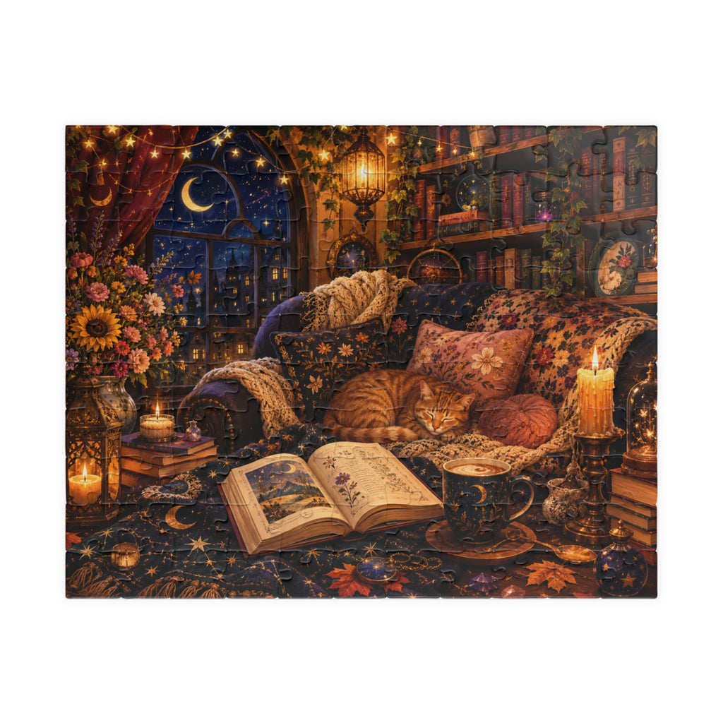 Cozy Nighttime Reading Puzzle — Magical Bookshop 110-Piece Jigsaw