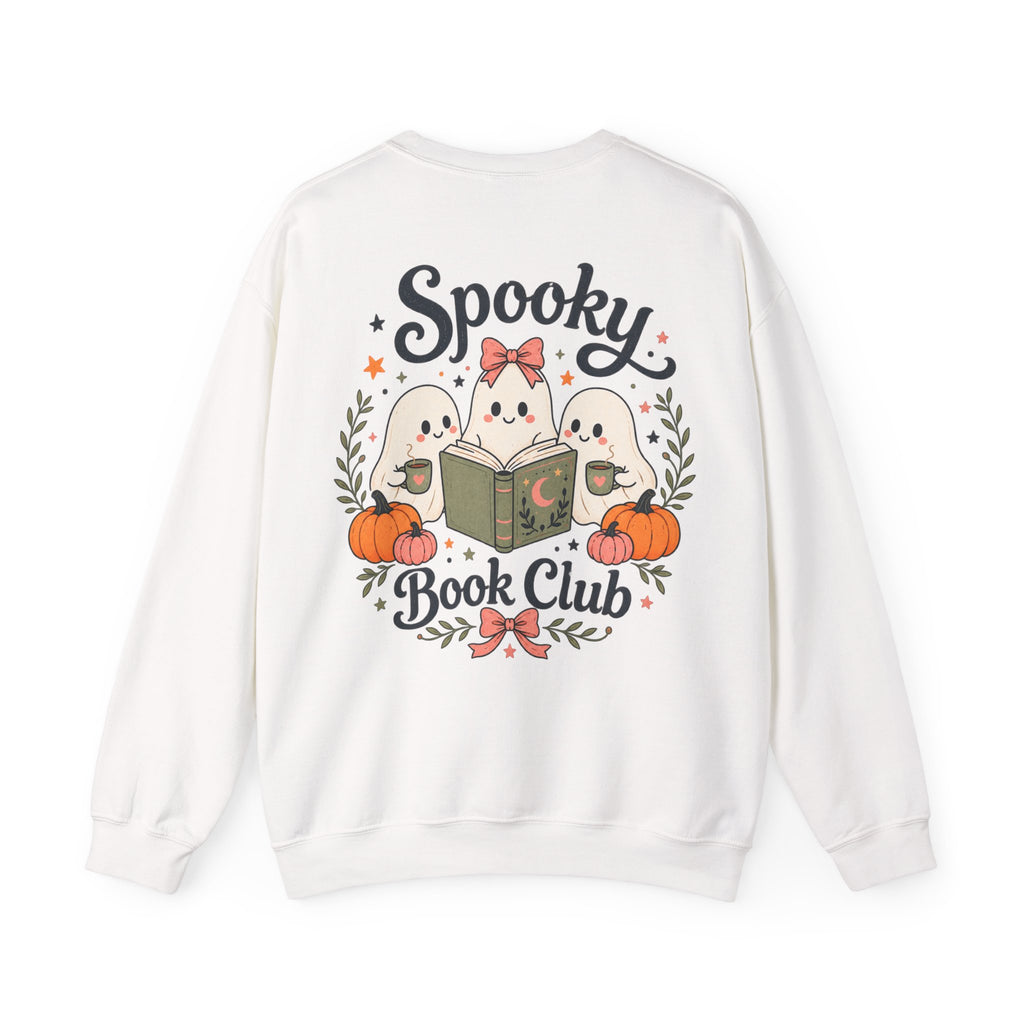 Spooky Book Club Sweatshirt — Cute Ghost Reading Halloween Crewneck