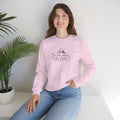 Crewneck Sweatshirt — “To the Stars Who Listen” Minimalist Mountain Moon Graphic
