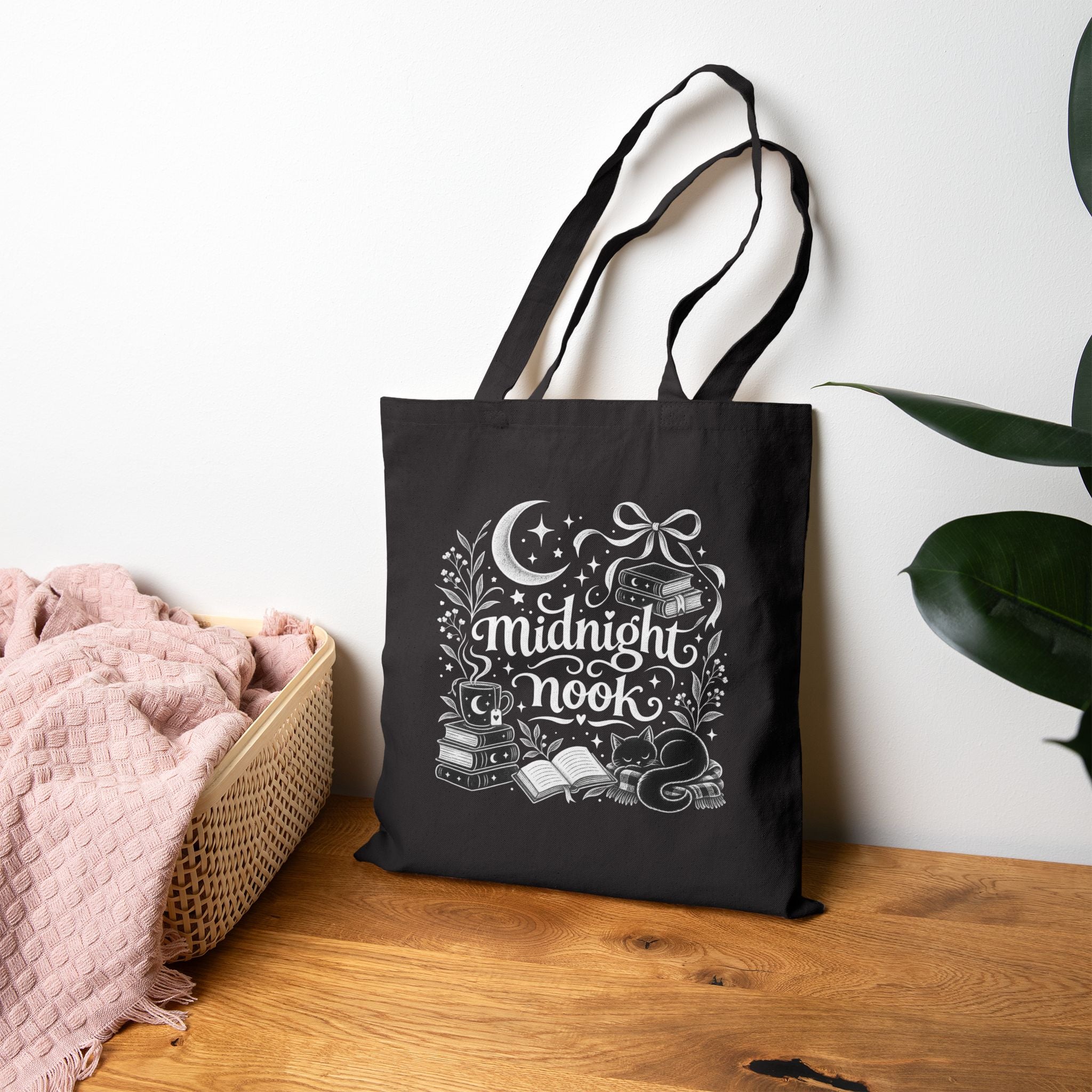 Midnight Nook Tote - Bookish Moonlit Canvas Bag