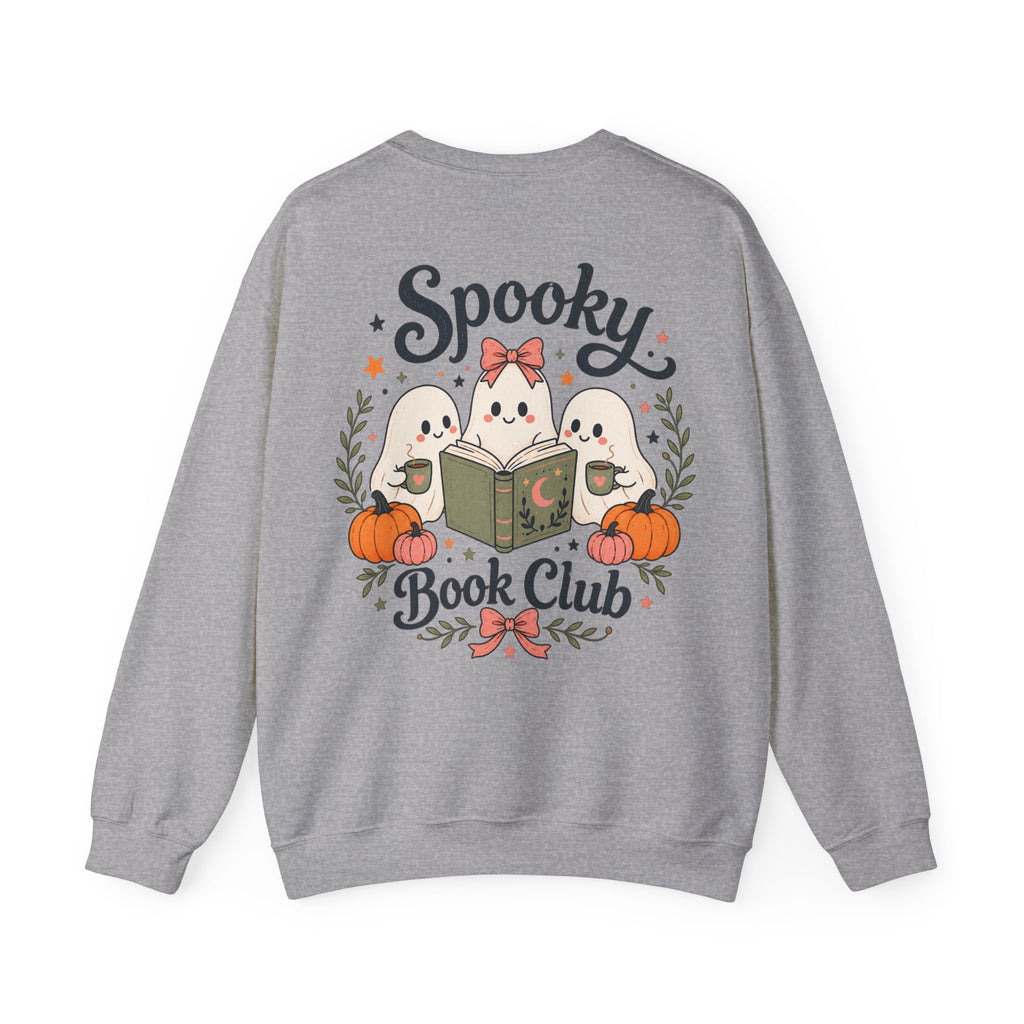 Spooky Book Club Sweatshirt — Cute Ghost Reading Halloween Crewneck