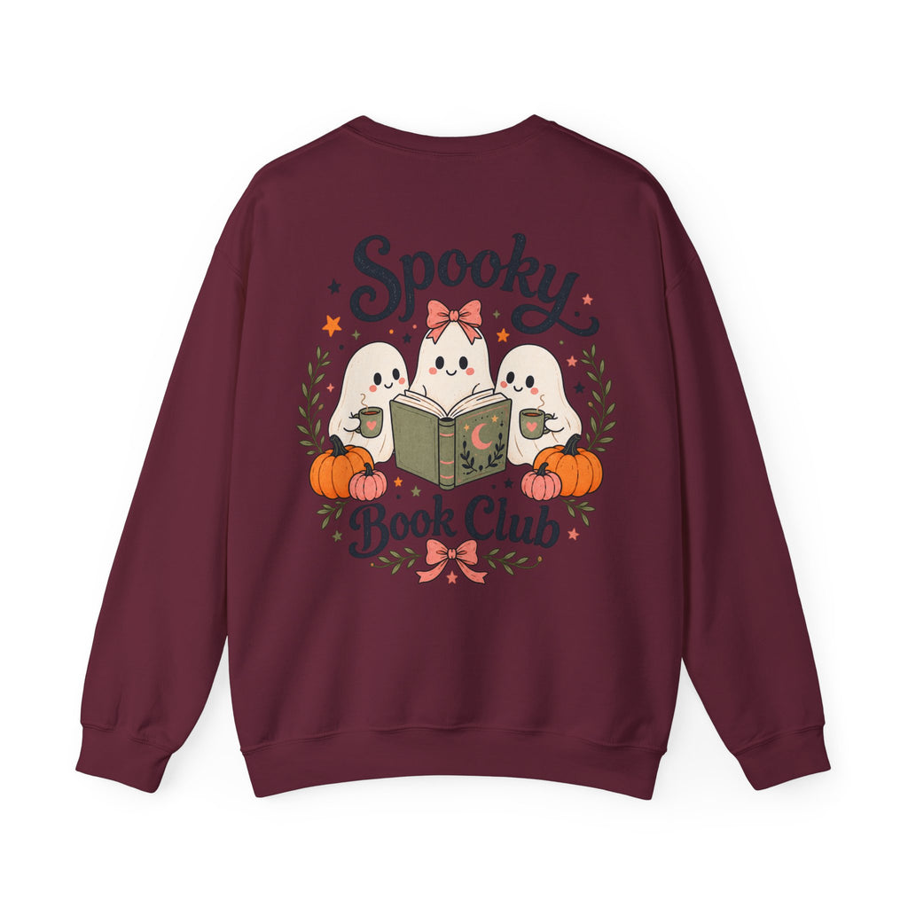 Spooky Book Club Sweatshirt — Cute Ghost Reading Halloween Crewneck