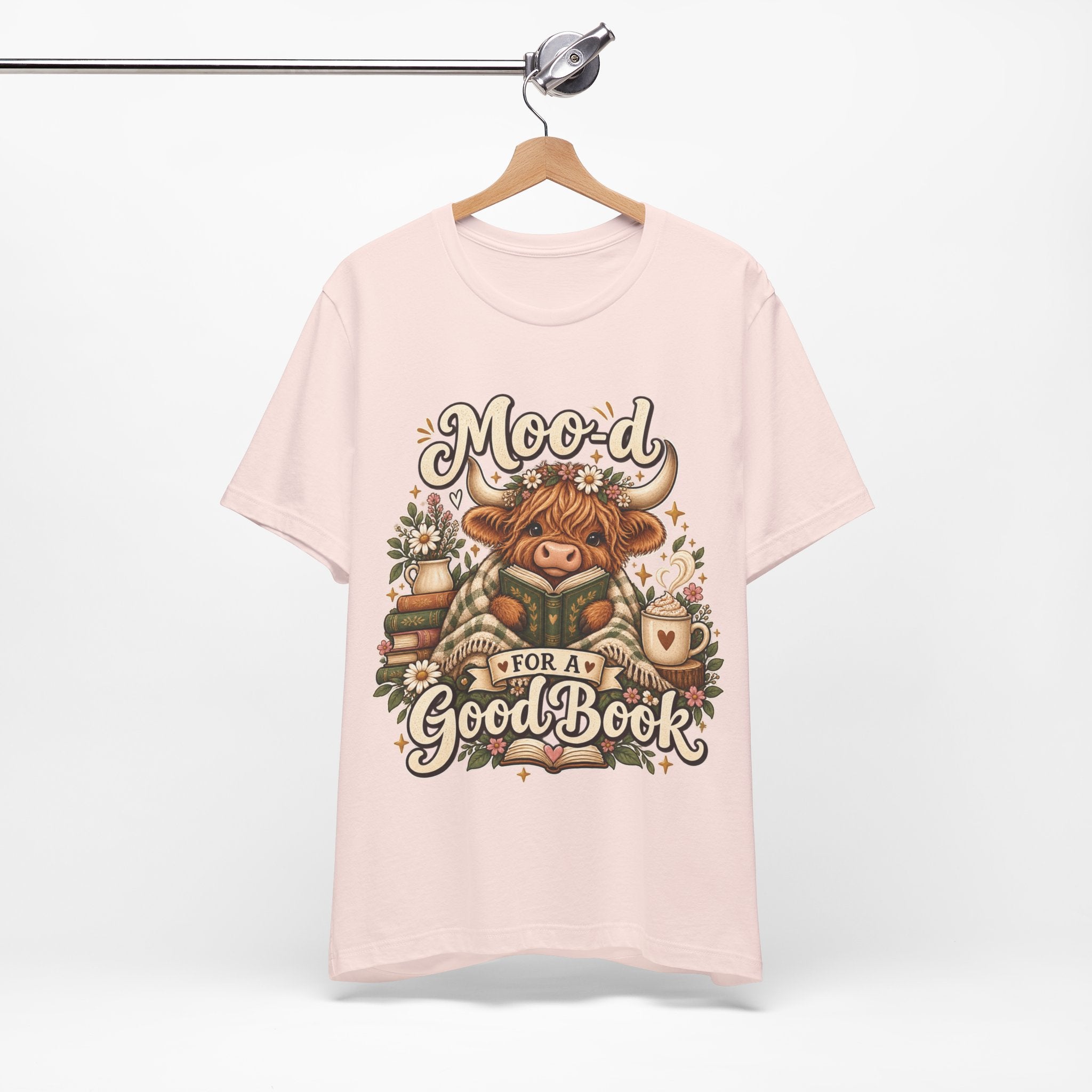 Mood for a Good Book Tee — Cozy Reading Cow Graphic T-Shirt