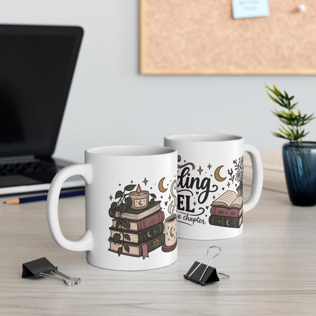 Reading Fuel Mug – Cozy Book Lover Coffee Cup ("Reading Fuel for one more chapter")