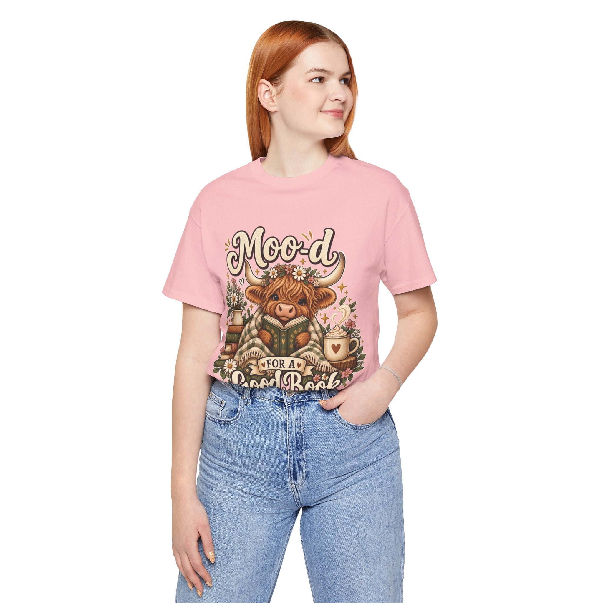 Mood for a Good Book Tee — Cozy Reading Cow Graphic T-Shirt