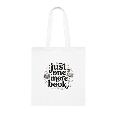 Book Lover Cotton Tote — “Just One More Book” TBR Stack Tote