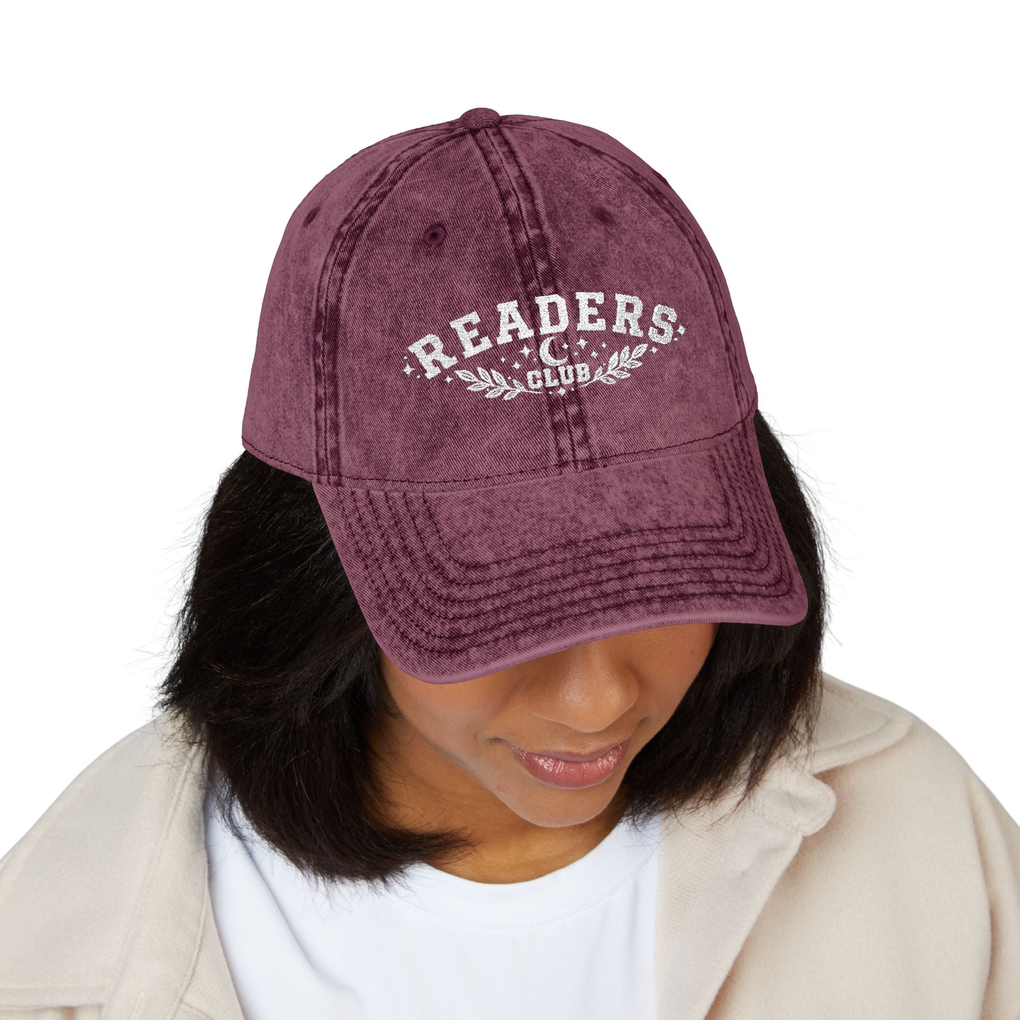 Readers Club Vintage Embroidered Cap — Retro Book Lover Baseball Hat