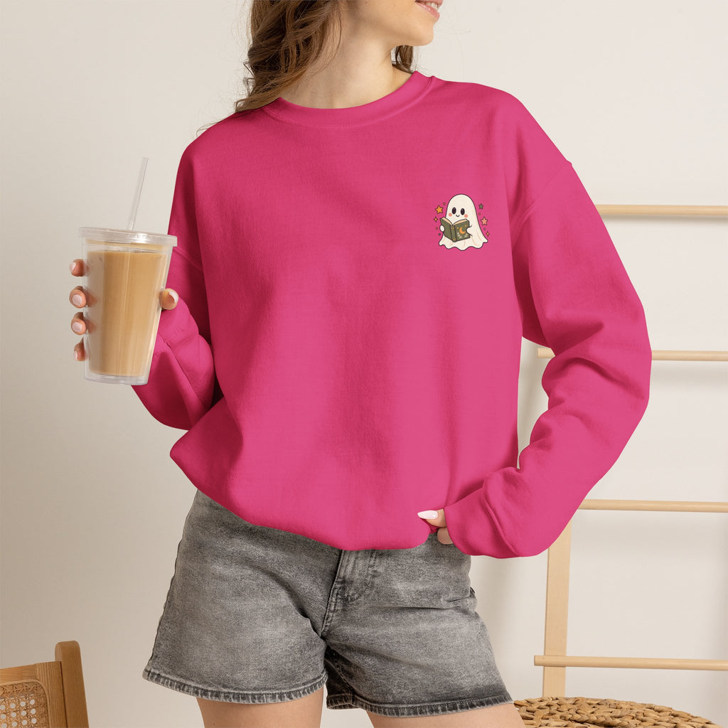 Spooky Book Club Sweatshirt — Cute Ghost Reading Halloween Crewneck