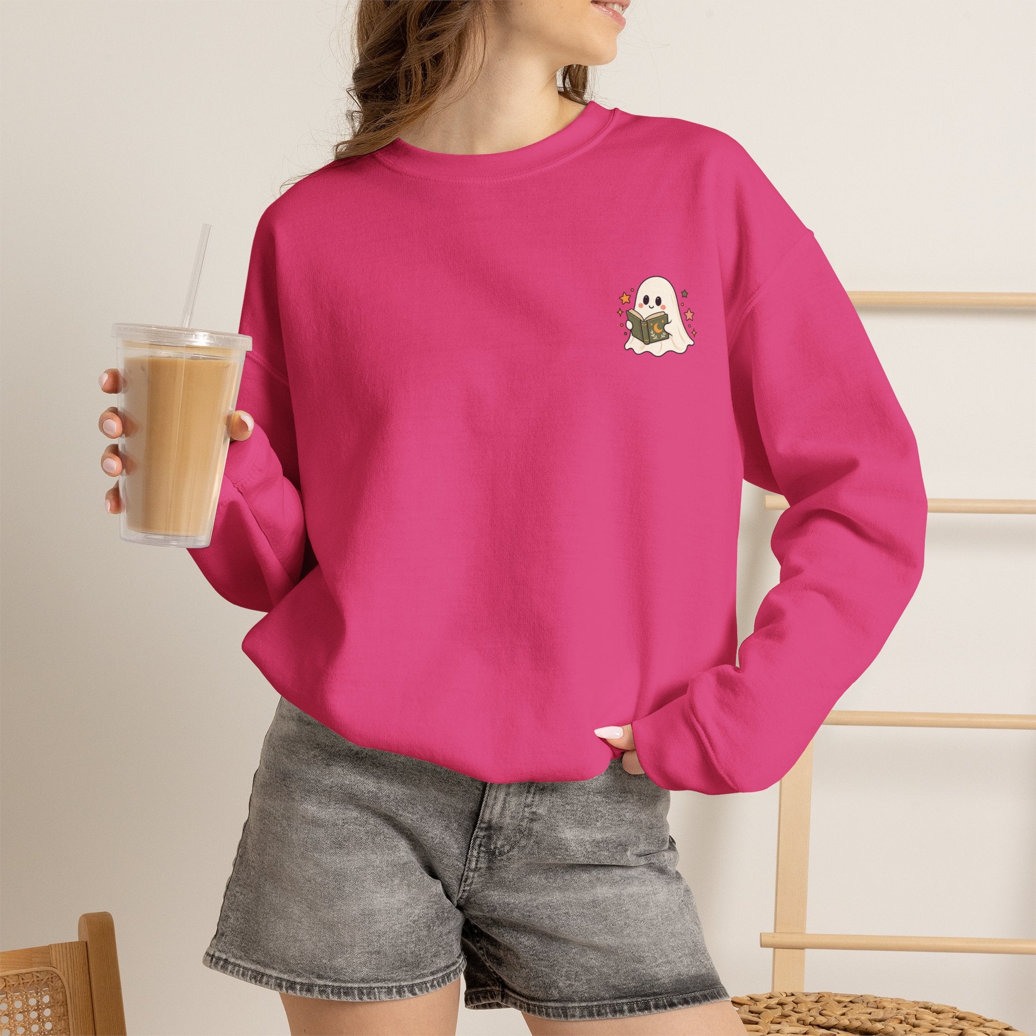 Spooky Book Club Sweatshirt — Cute Ghost Reading Halloween Crewneck