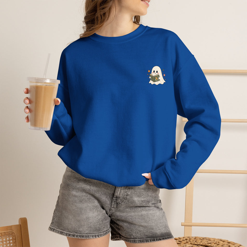 Spooky Book Club Sweatshirt — Cute Ghost Reading Halloween Crewneck