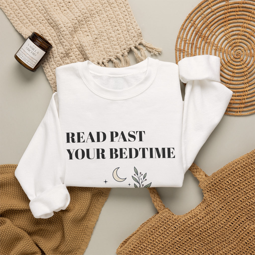 Read Past Your Bedtime Sweatshirt — Cozy Bookstack Crewneck for Readers