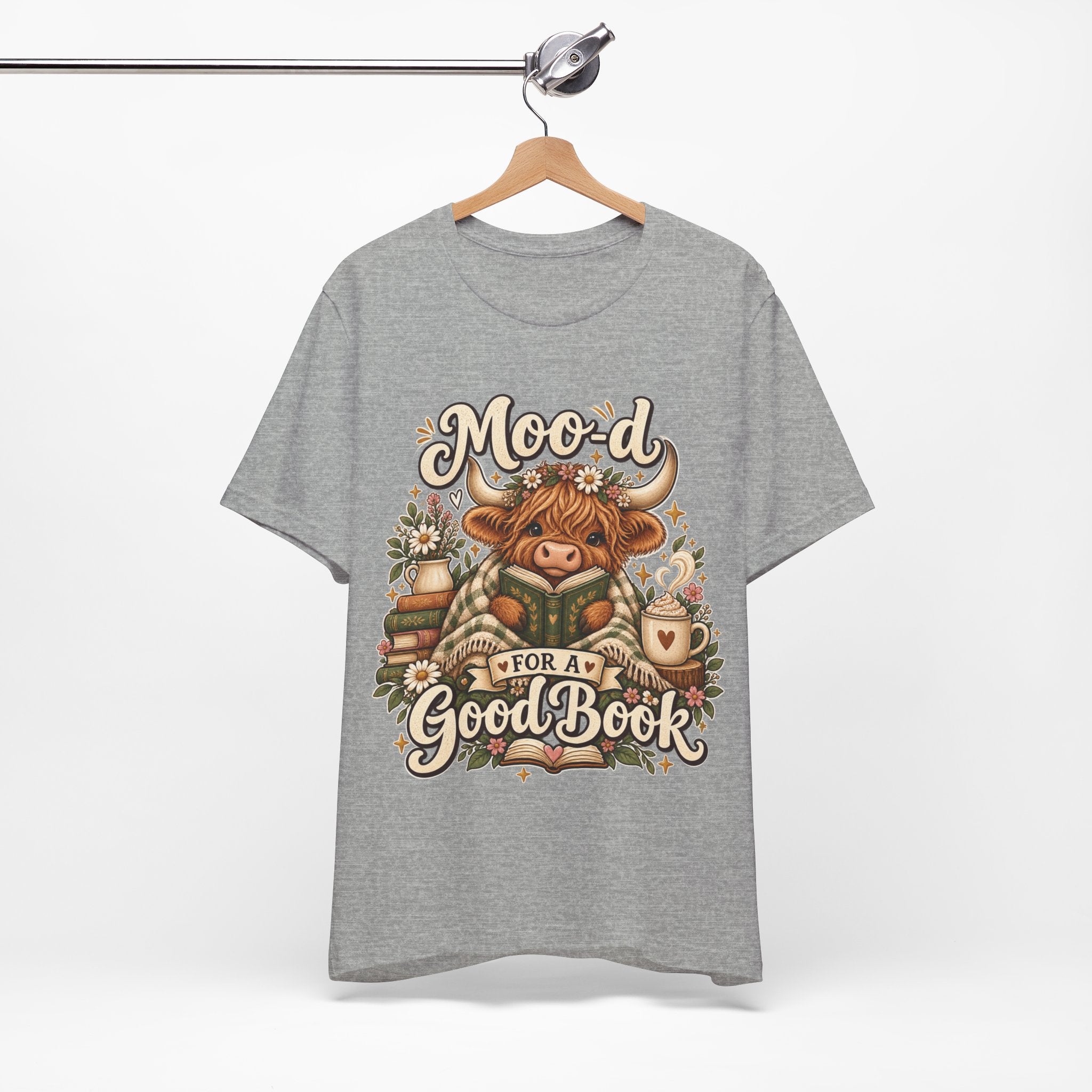 Mood for a Good Book Tee — Cozy Reading Cow Graphic T-Shirt