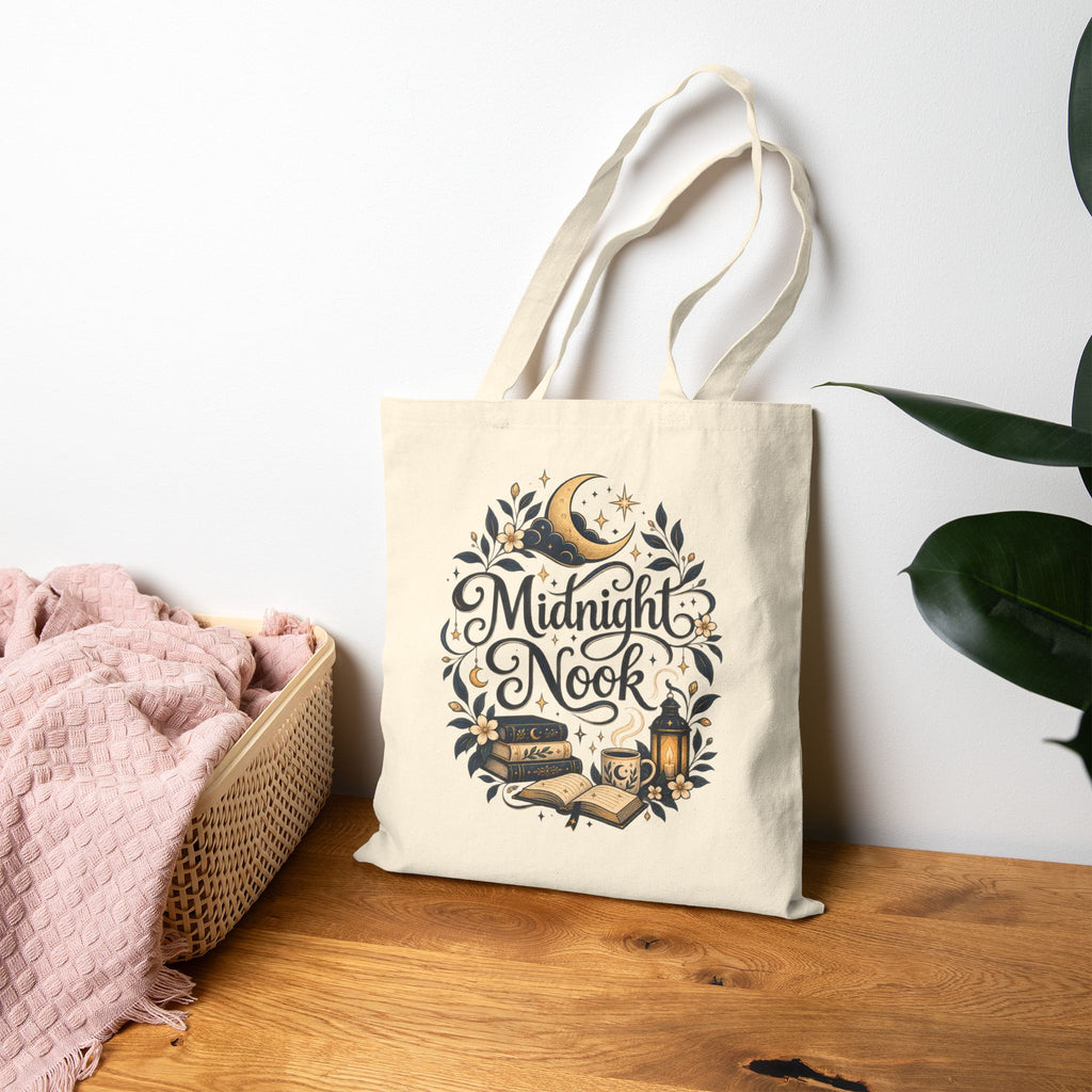 Midnight Nook Tote - Bookish Moonlit Canvas Bag