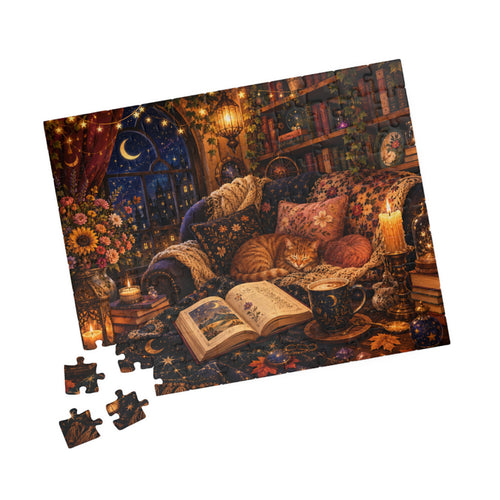 Cozy Nighttime Reading Puzzle — Magical Bookshop 520-Piece Jigsaw