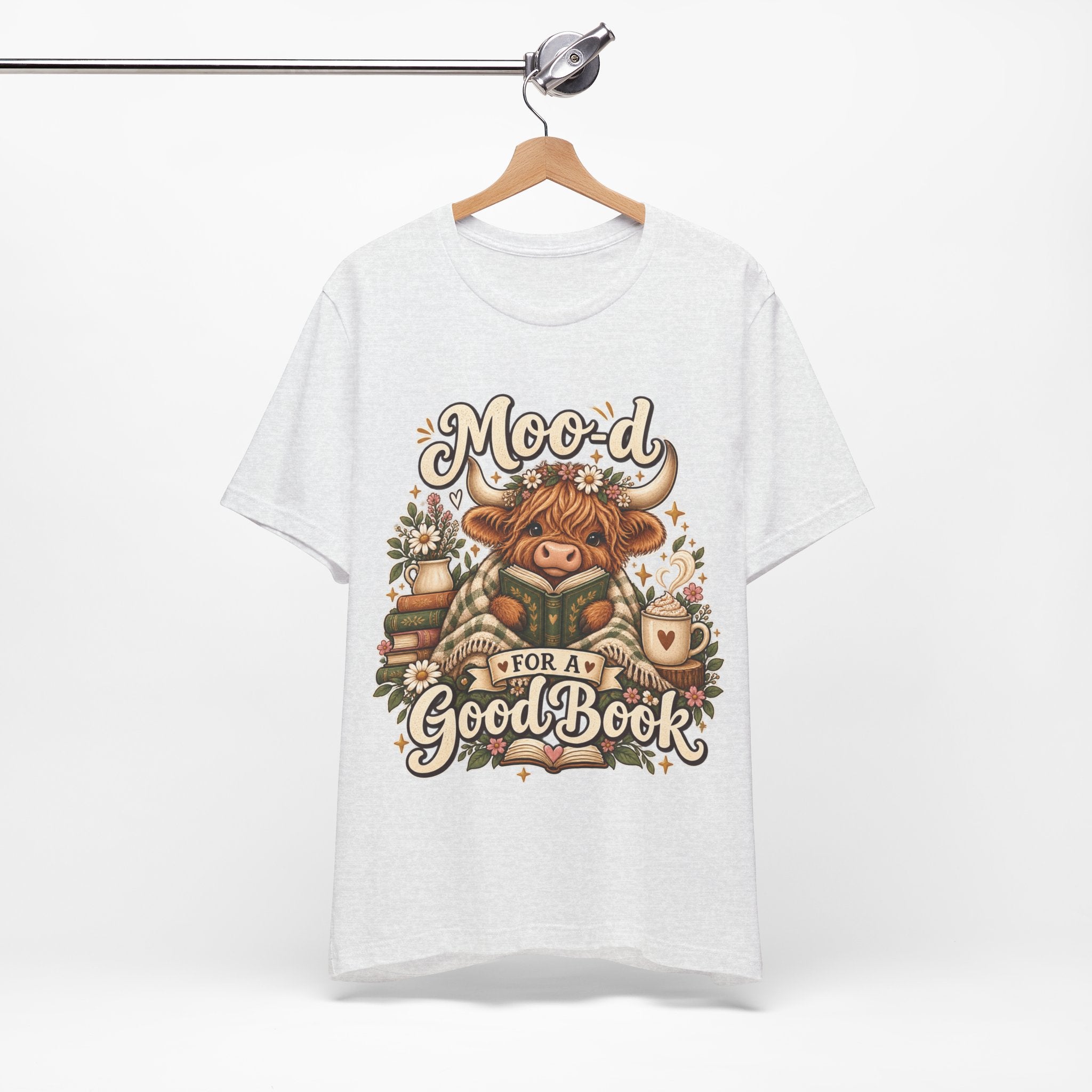 Mood for a Good Book Tee — Cozy Reading Cow Graphic T-Shirt
