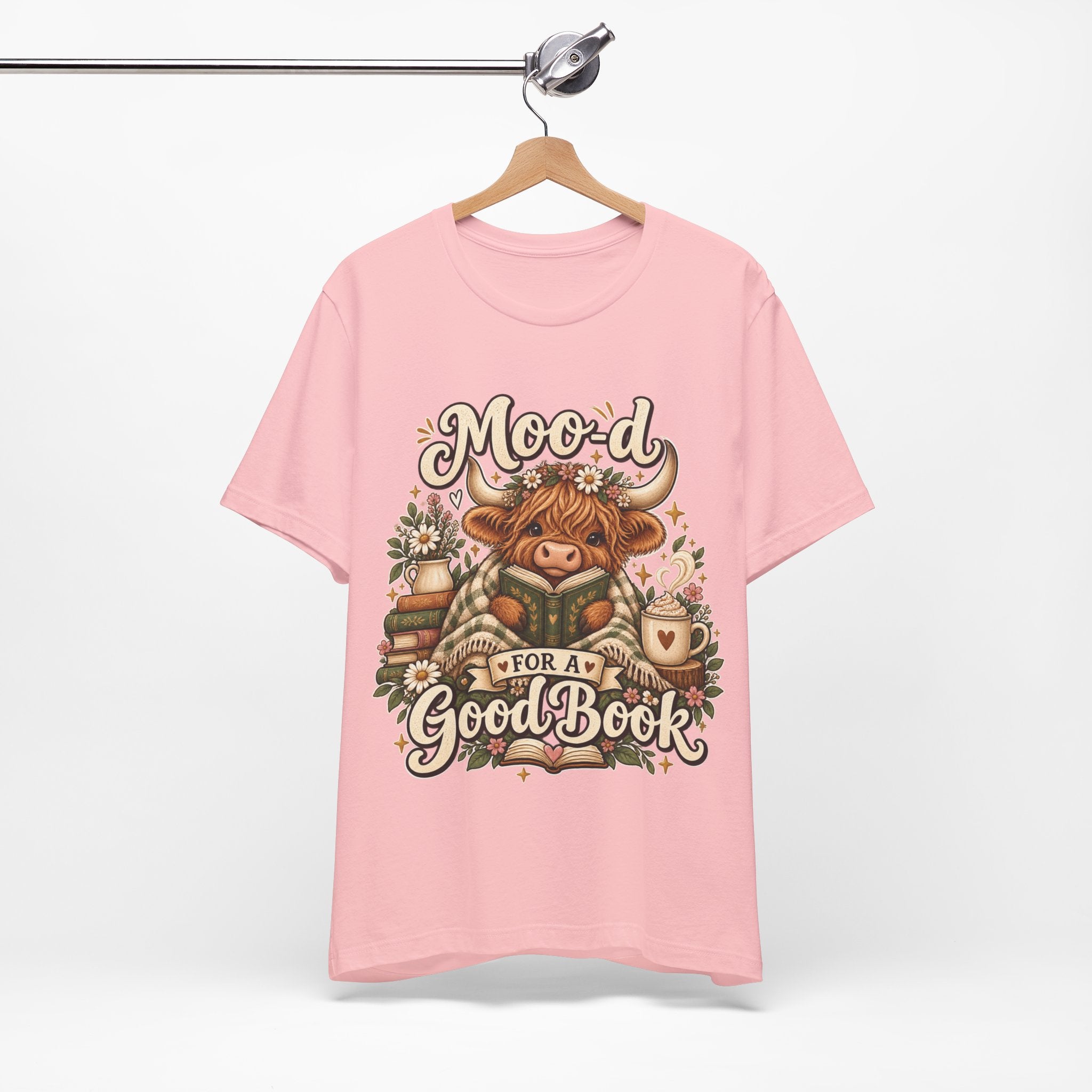Mood for a Good Book Tee — Cozy Reading Cow Graphic T-Shirt