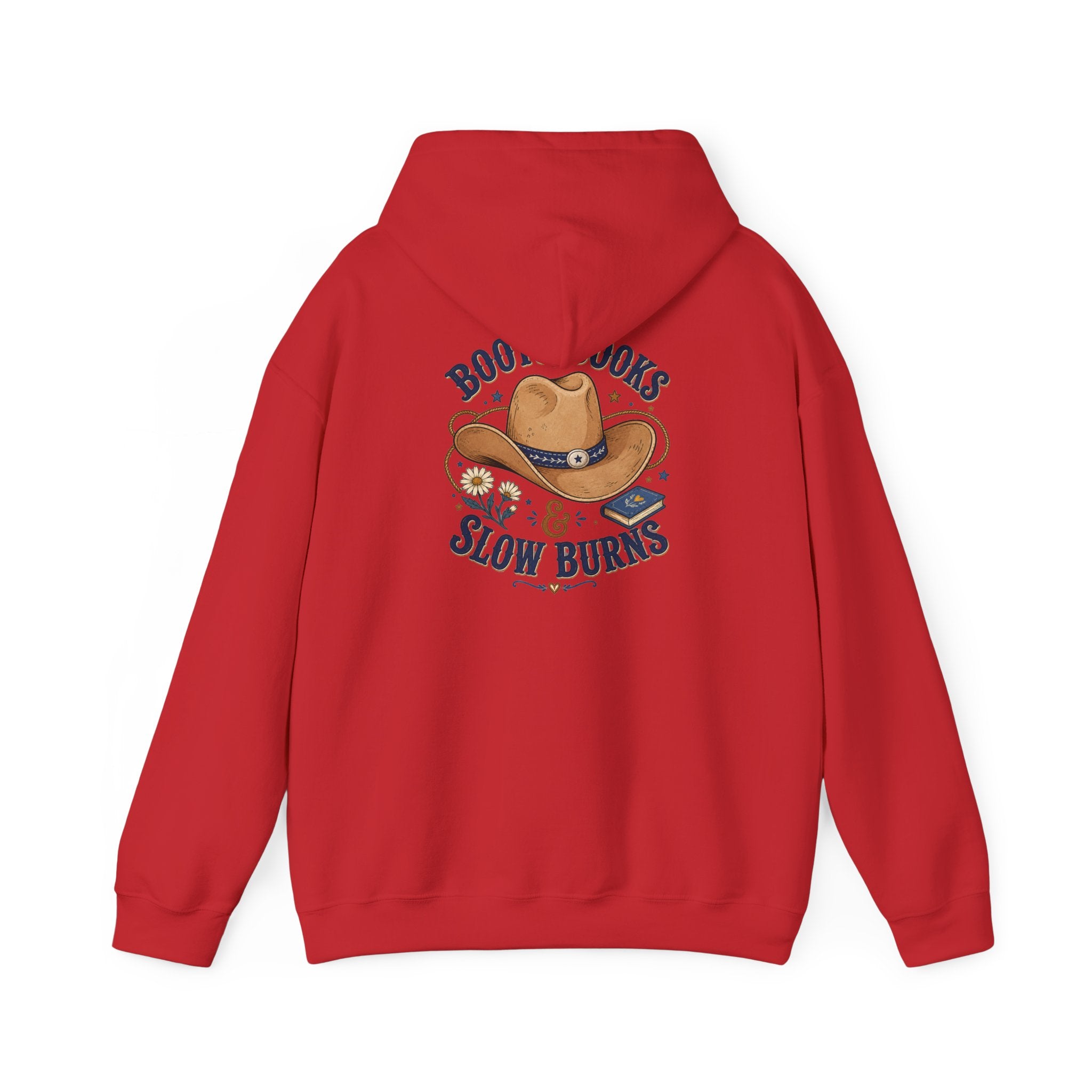 Cowboy Hat Hoodie — "Boots Books & Slow Burns" Western Romance Pullover